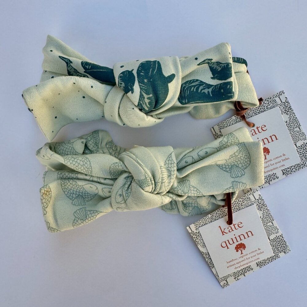 Kate Quinn Head Bow Set | Koi Fish & Beluga Whale Prints, 2-Pack | 6–12M (M)